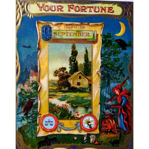 Fortune Postcard Jewel Sapphire Flower Morning-Glory September Julius Bien Witch